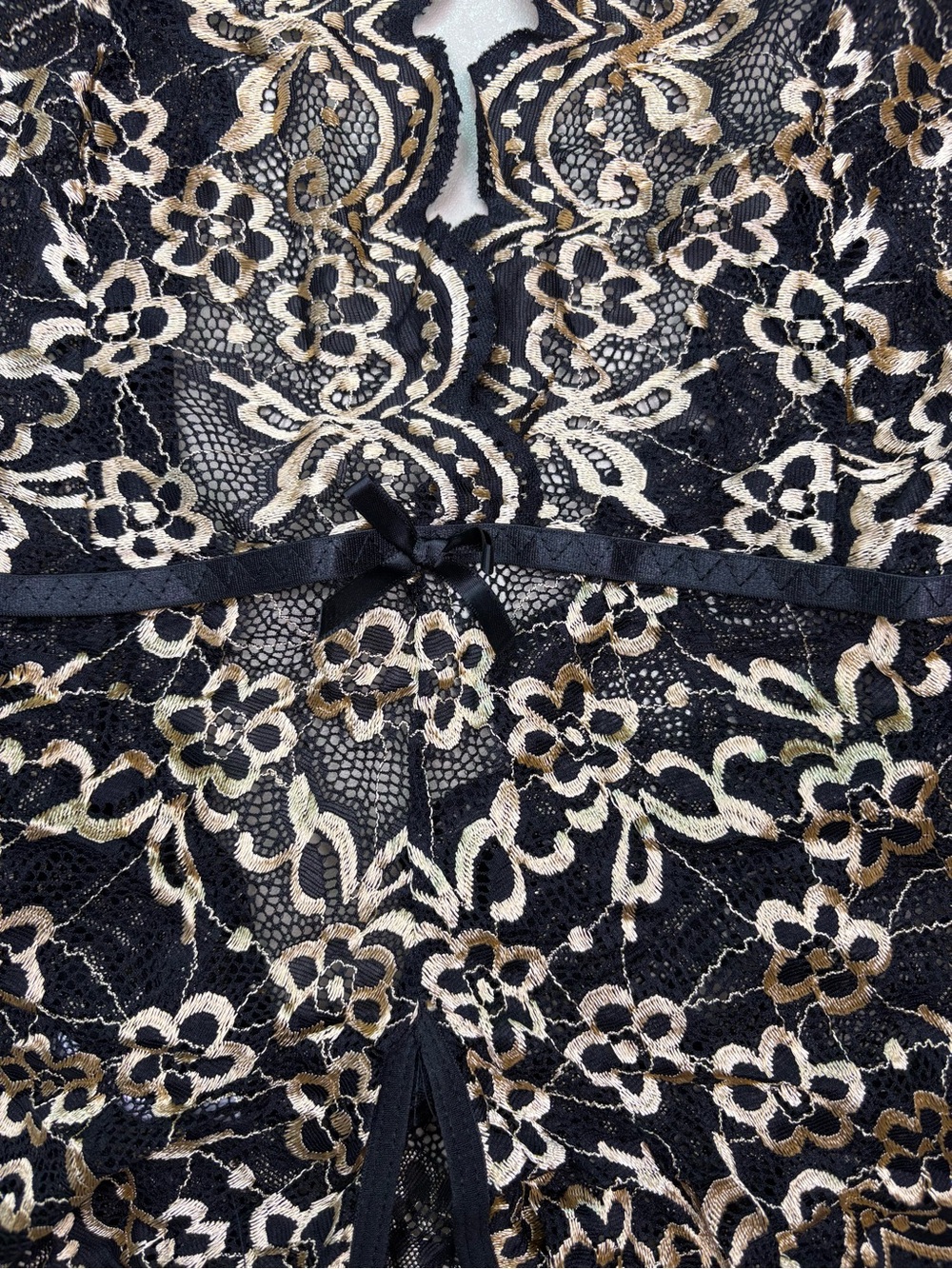 Avidlove Lace Teddy Bodysuit Black Gold Halter Cutout Lingerie 18W NWT - Picture 5 of 10